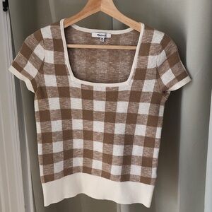 Madewell Square-Neck Sweater Tee in Gingham
